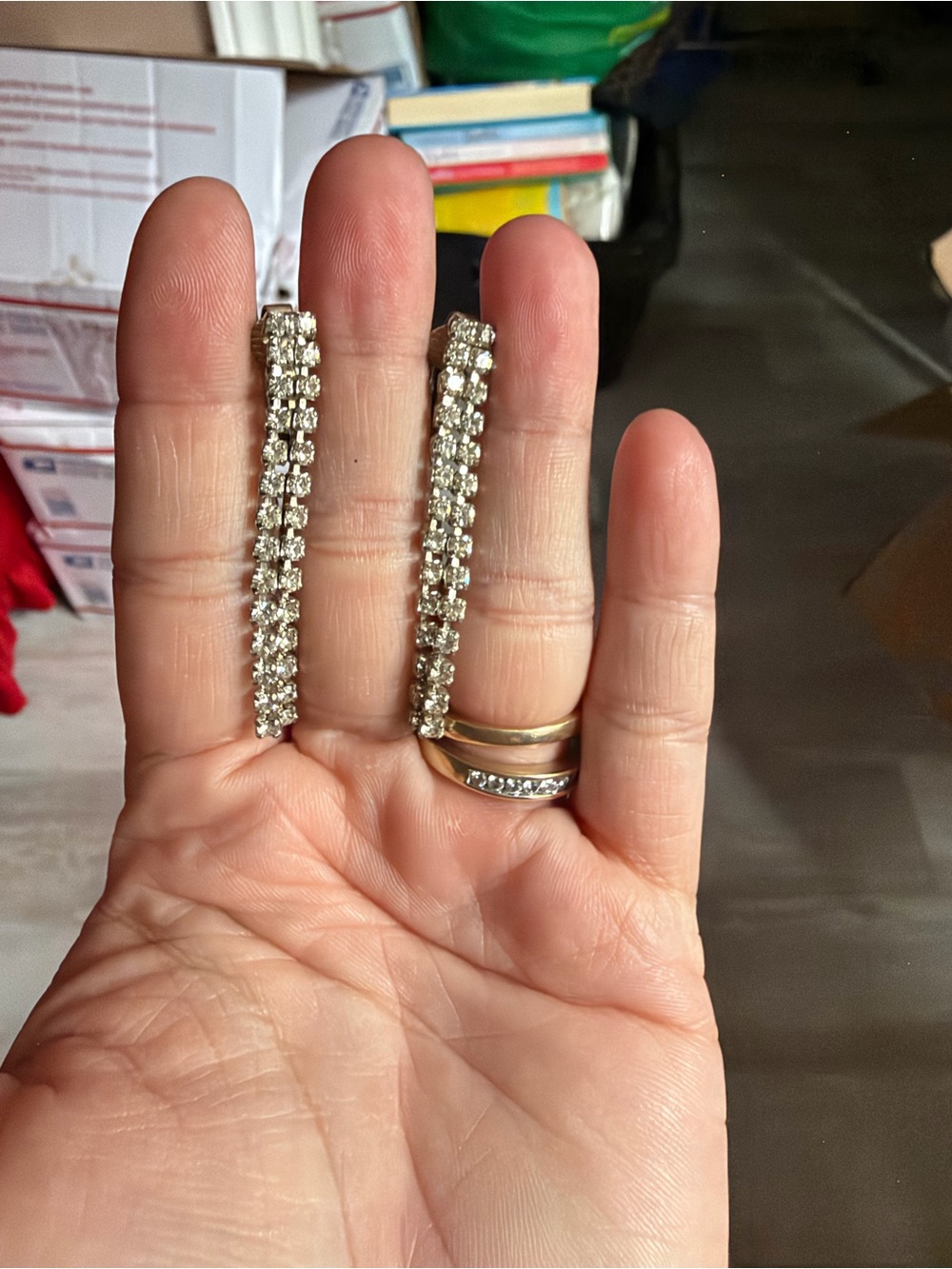 4/$100 Crystal Drop Linear Earrings - Silver Tone